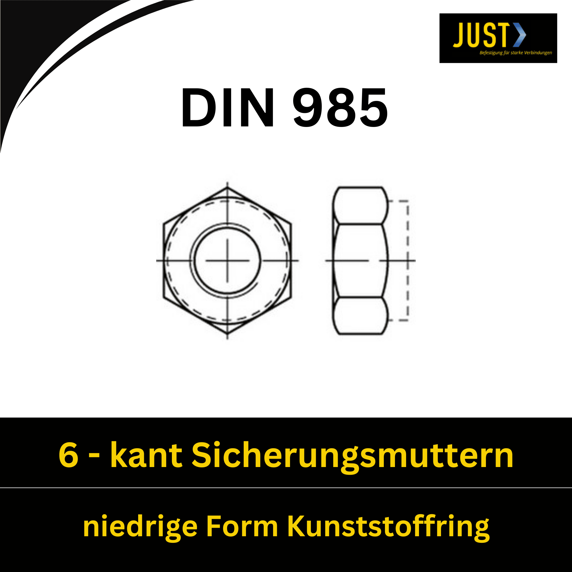Bild für Kategorie DIN 985 ➤ Sechskant-Sicherungsmuttern - Kunststoffring - niedrige Form (ISO 10511)